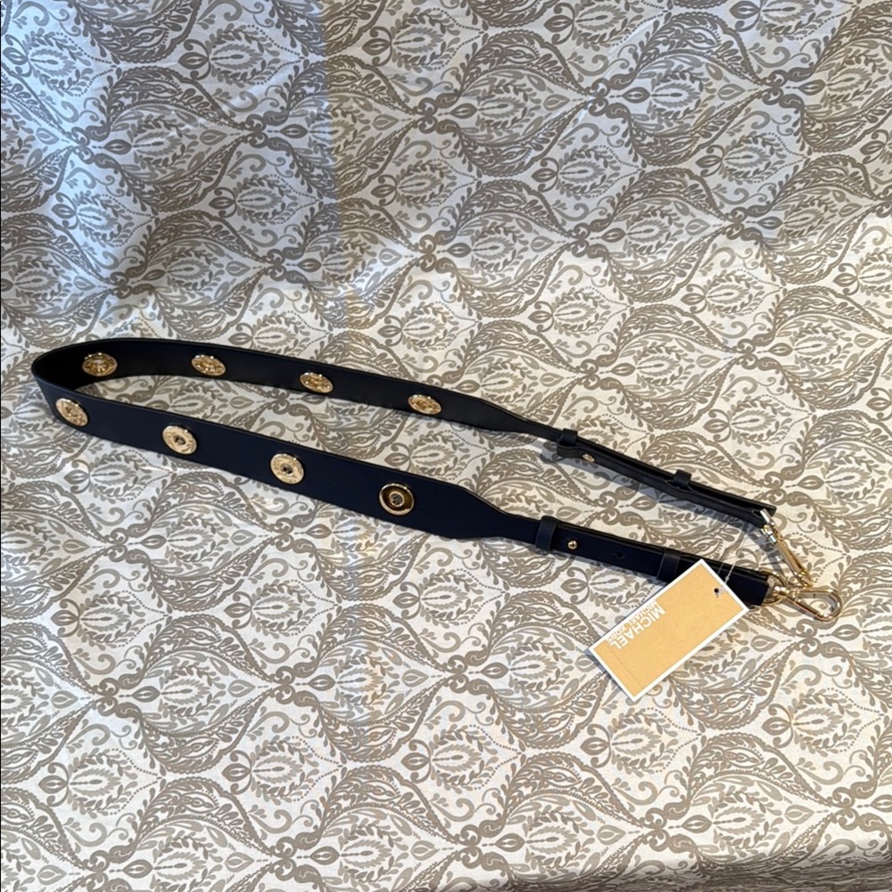 Michael Kors Navy and Gold Women's Shoulder Strap